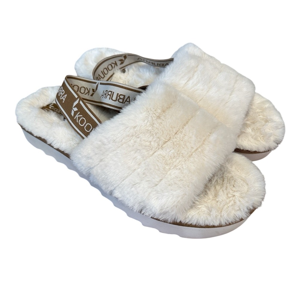 Koolaburra by UGG Women's Fuzz 'N II Sandals Slippers Slingback Cream Ivory 11